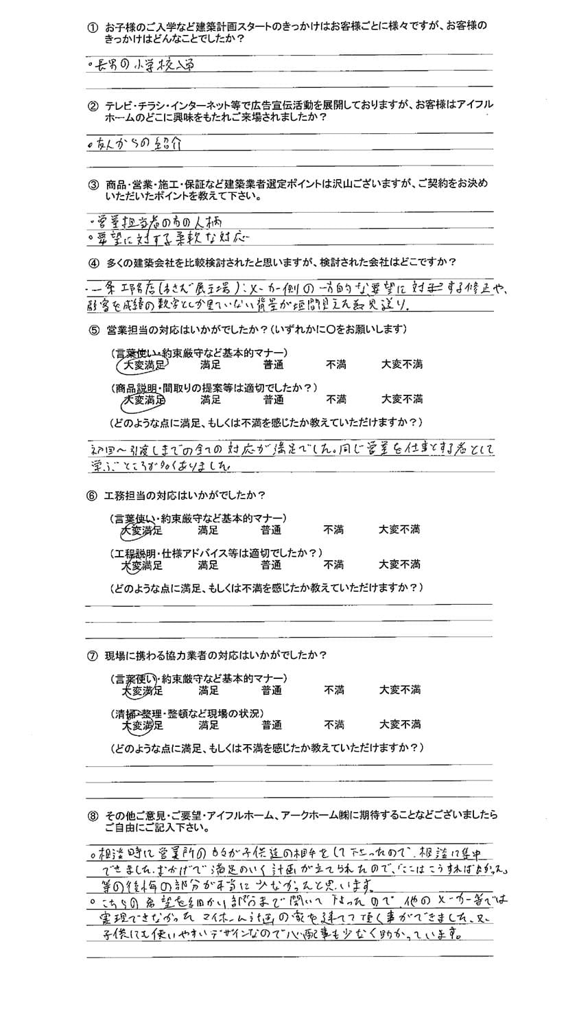 紹介〜引渡しまでのすべての対応が満足でした